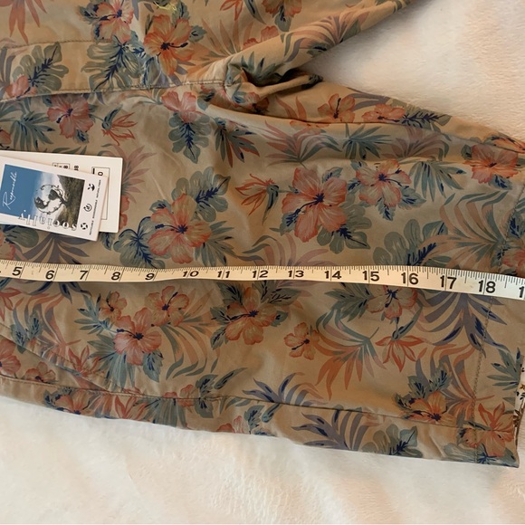 Denim & Flower Men's Floral Chino Shorts - Tan with Green & Orange Accents - Picture 12 of 12